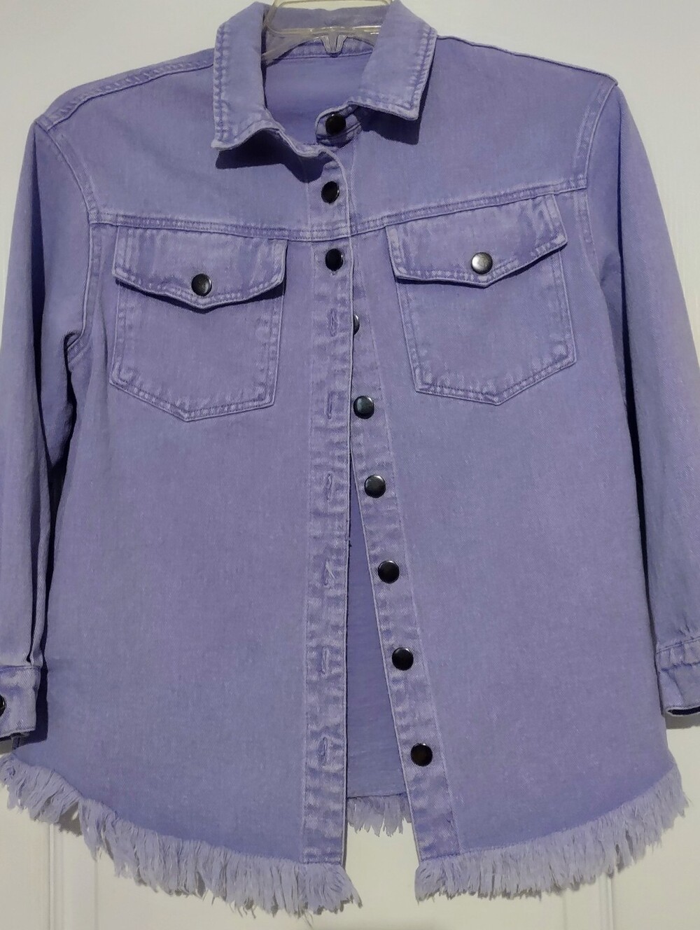 Women's Lavender Button-Front Shirt Jacket Sz XS